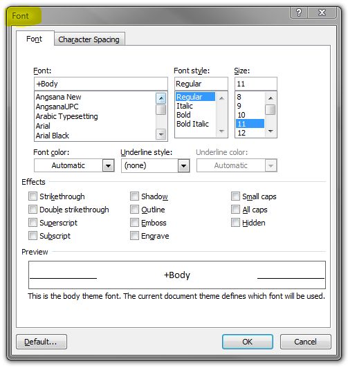 Control + D opens up the Font dialogue box
